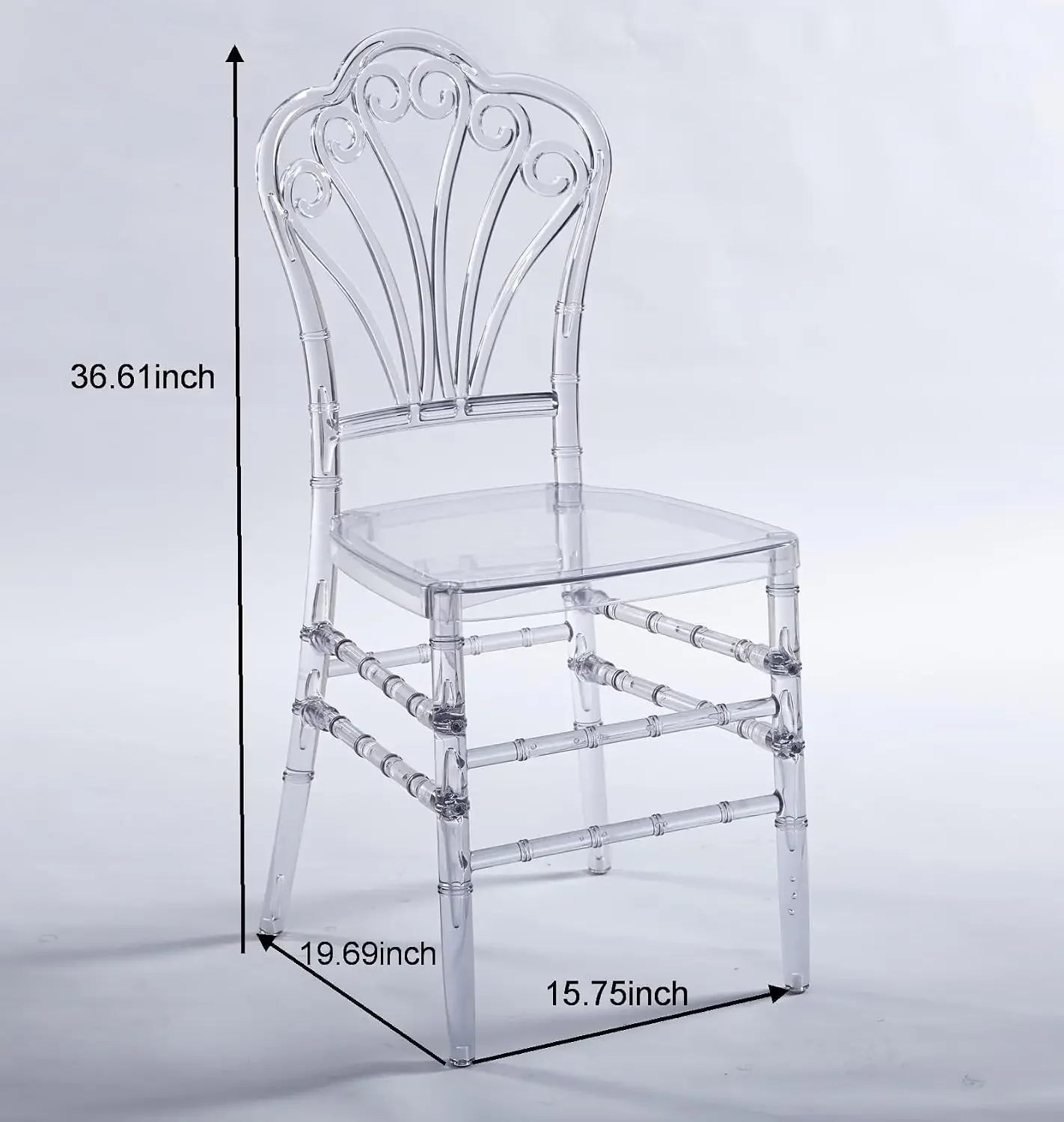 Set of 4 Plastic Dinner Chair,Clear Stackable Wedding Chair with Backrest, Acrylic Ghost Kitchen Seat with Transparent Seat