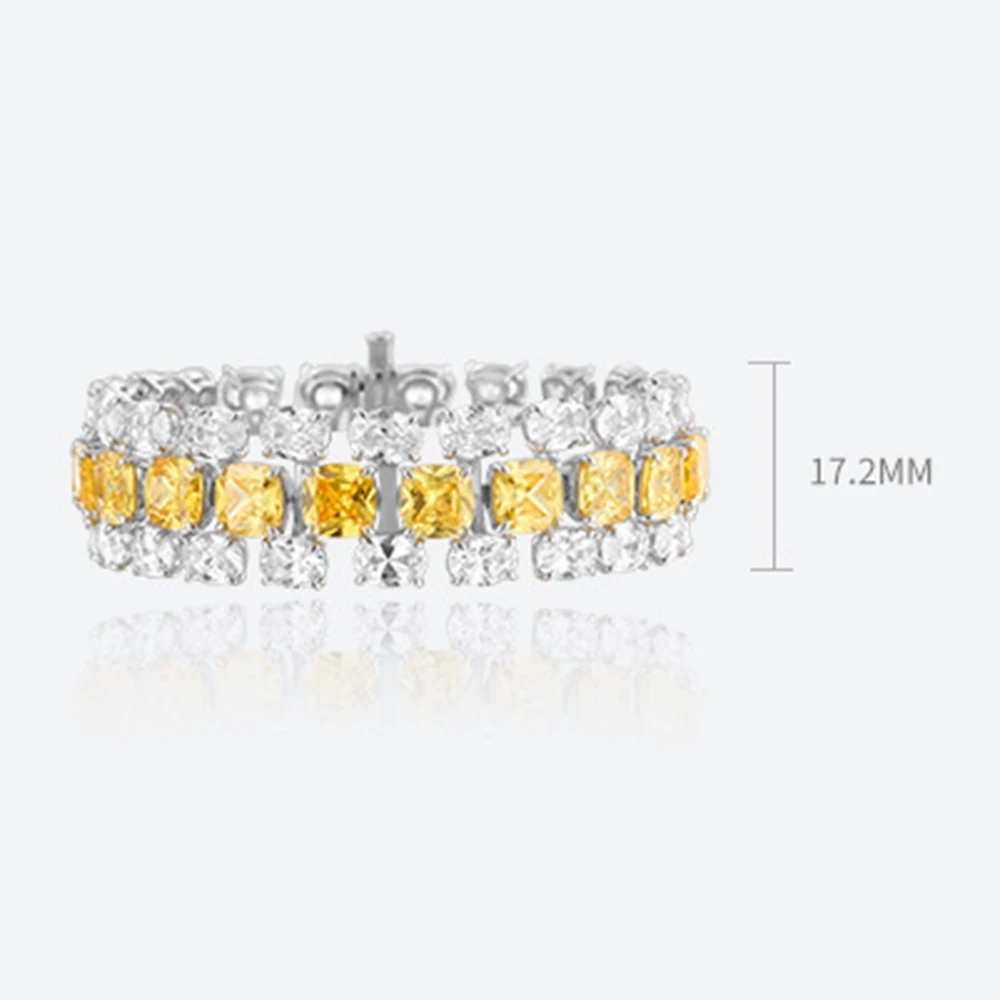 Imagem -05 - Pulseira de Tênis Multicamada Feminina Corte Almofada Jóia de Zircônia Amarela Tênis Diamante Banhado a Ouro Prata Jóias Designer de Luxo