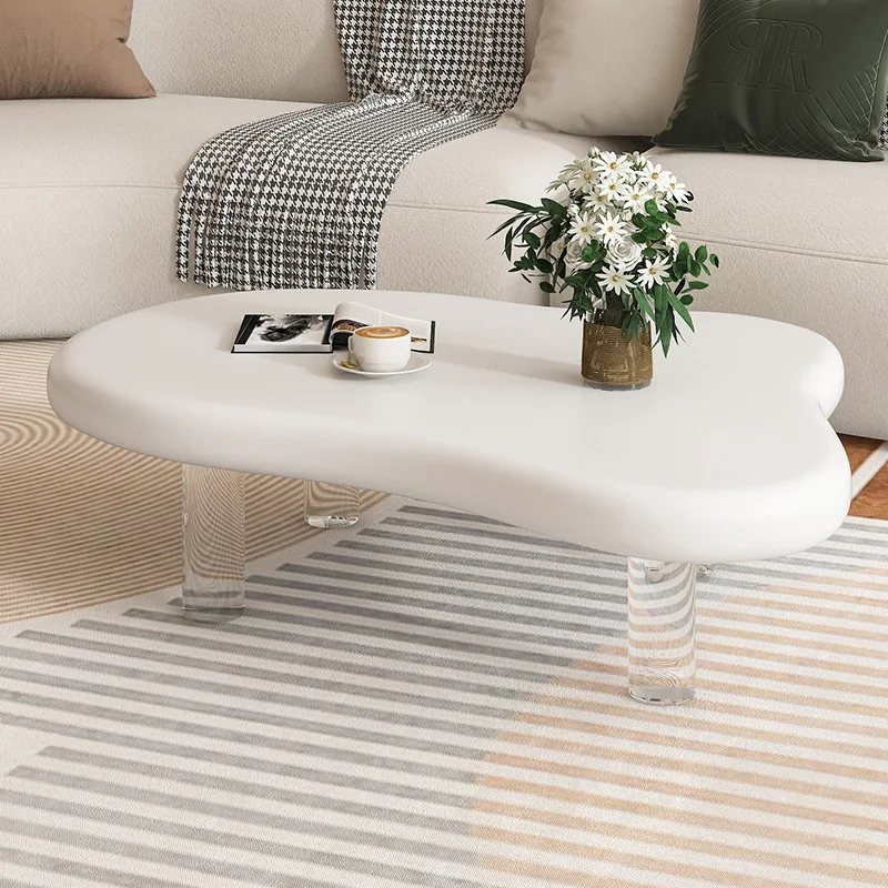 Table basse de luxe pour salon, lumière vent crème, petit appartement, maison, suspension nuage simple