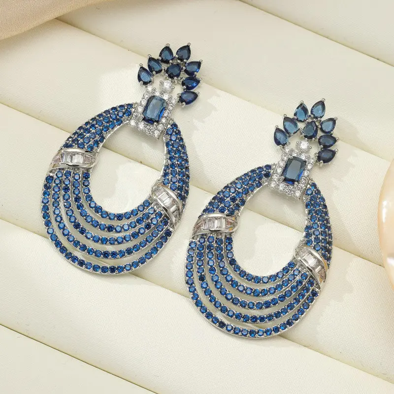 

Модные синие овальные геометрические серьги Bilincolor для женщин