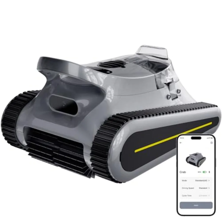 

Cordless Robotic Pool Cleaner with 180W Brushless Motor 45000Pa Suction Wall and Waterline Climbing Auto Path Mapping for Pools