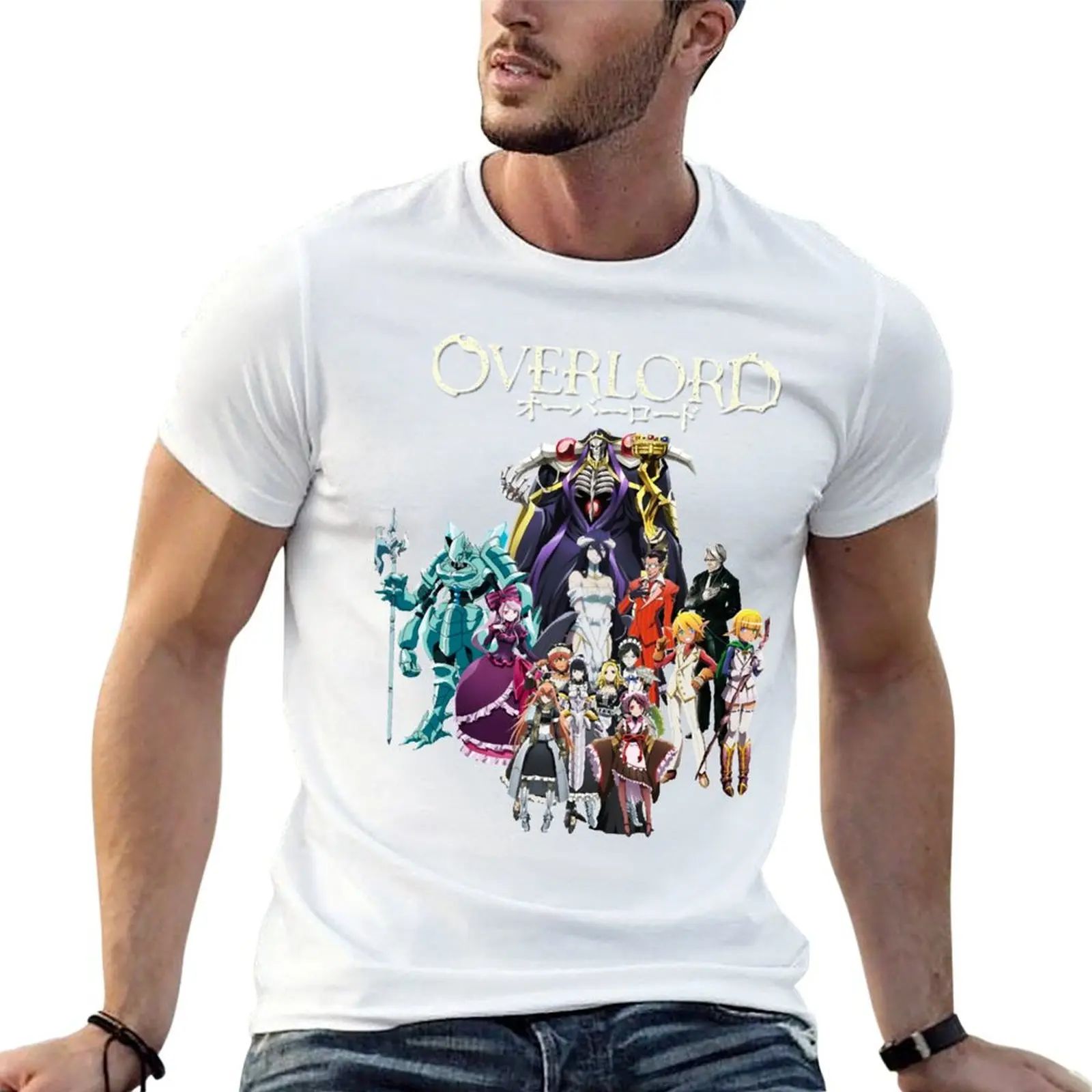 

Funny Gift Overlord Anime Design Retro Wave T-Shirt man t shirts for men cotton tshirt 100% T-Shirt