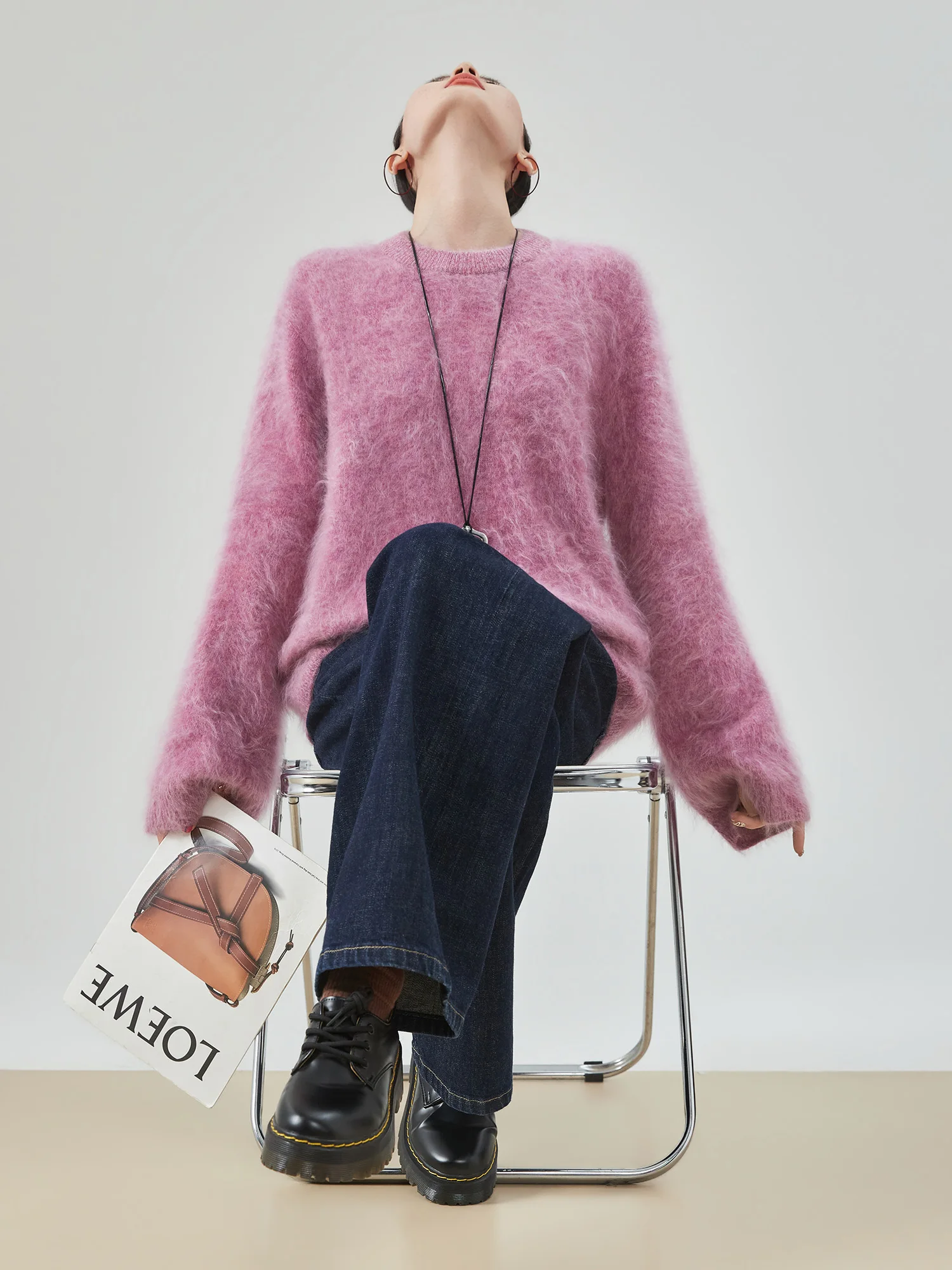 

Свободный женский вязаный свитер с длинным рукавом и круглым вырезом, из мягкого полиэстера, новинка ранней весны, комфортный, в стиле кэжуал