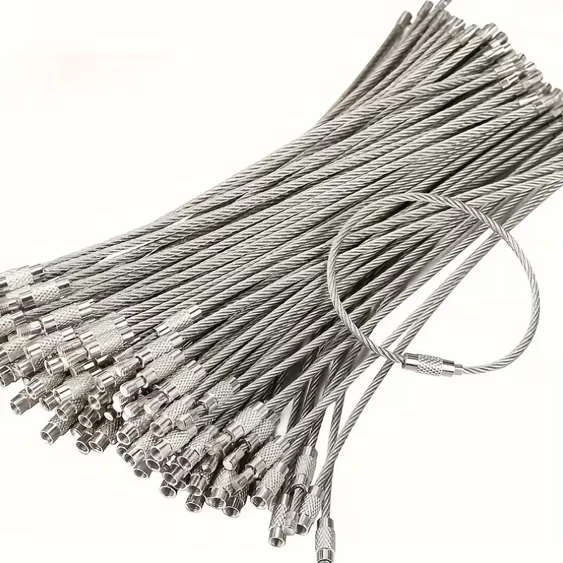 20/40/70/100pcs Wire Keychains Cable Keychain Durable Adjustable Rust Resistant for Organizing Keys Tag DIY Projects Gift