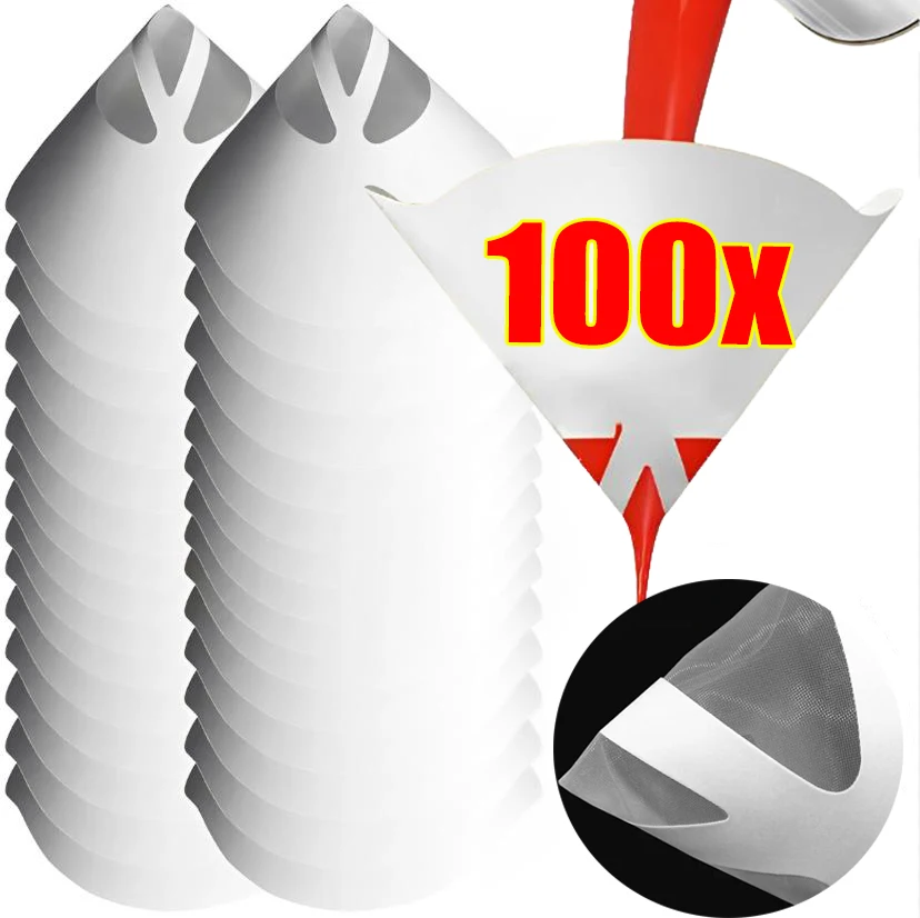 10-100pcs Automotive Spray Paint Mesh Paper Filter Funnel Filters Screens Disposable Conical Filter Funnels Paint Strainer Paper