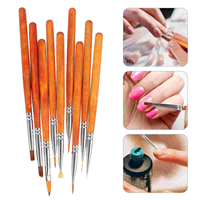 9 Pcs Nail Brush Set Fingernail Polish Brushes Thin Tools Supplies Manicure Drawing Pens Design UV Lamp Kit Women