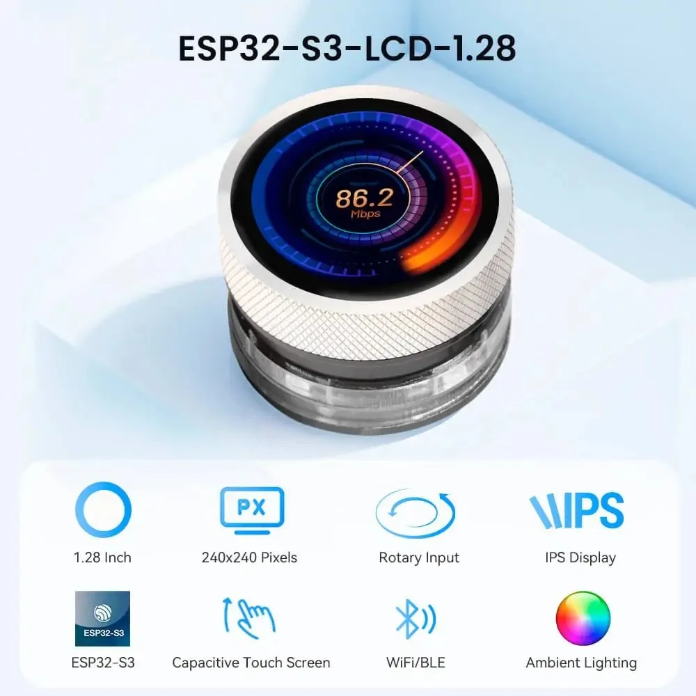 Super Deal CrowPanel 1.28inch HMI ESP32 Rotary Display Elecrow 240*240 IPS LVGL Round Touch Knob Screen for IoT Project