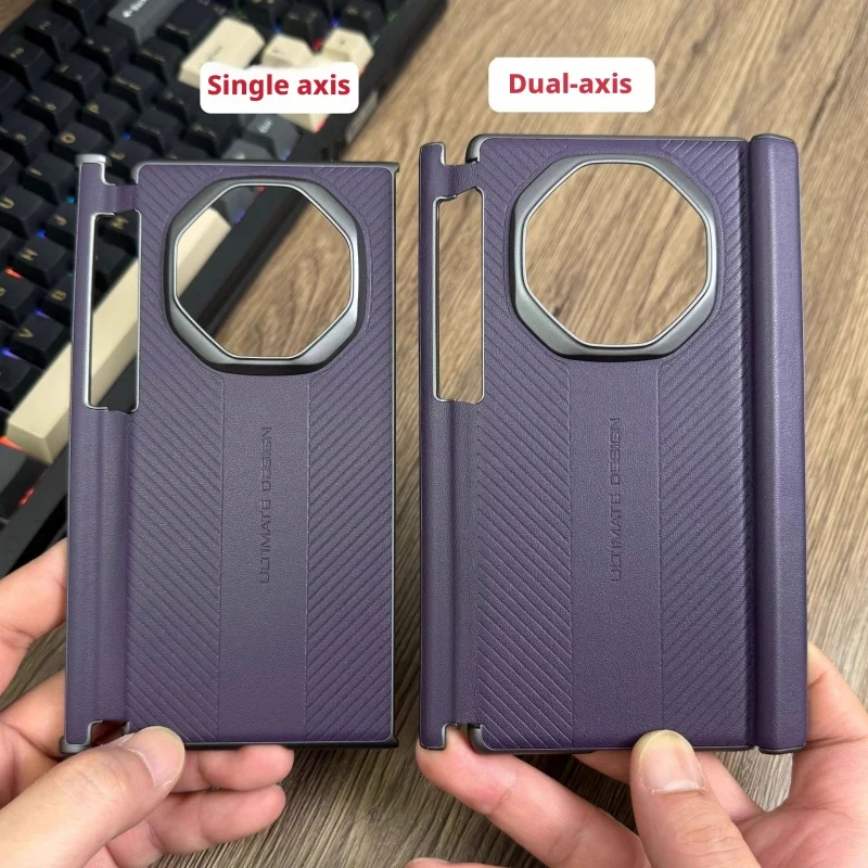 

For Huawei Mate XT and XTs Ultimate Plain Leather Case Double Axis Hinge Protection Magnetic Protection Cover