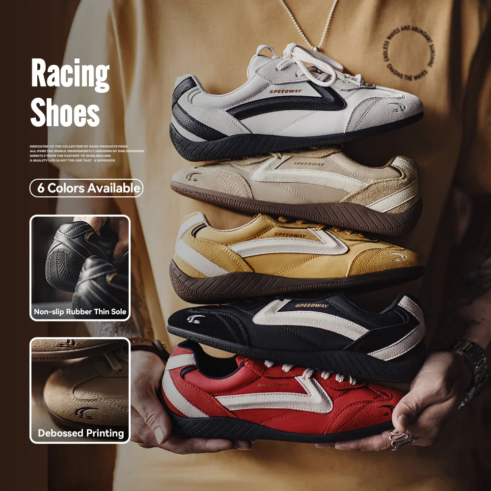 Maden Unisex Fall Vintage Patchwork Racing Shoes Breathable German Trainers Sneakers Thin Sole Casual Lace-Up Sport Winter Shoes view 3