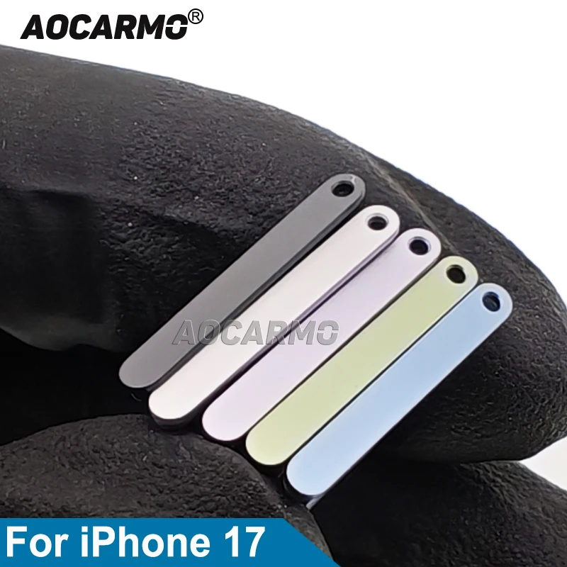 Aocarmo Single + Dual Sim Card Tray For iPhone 17 SIM Tray Slot Holder Black White Green Purple Replacement Parts