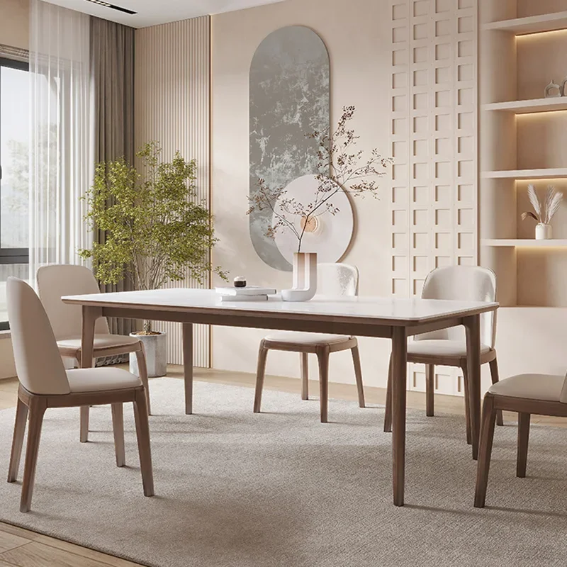 Solid Wood Italian Dining Table Luxury Nordic Vintage Rectangle Dining Table Living Chairs Conjuntos De Sala De Jantar Furniture