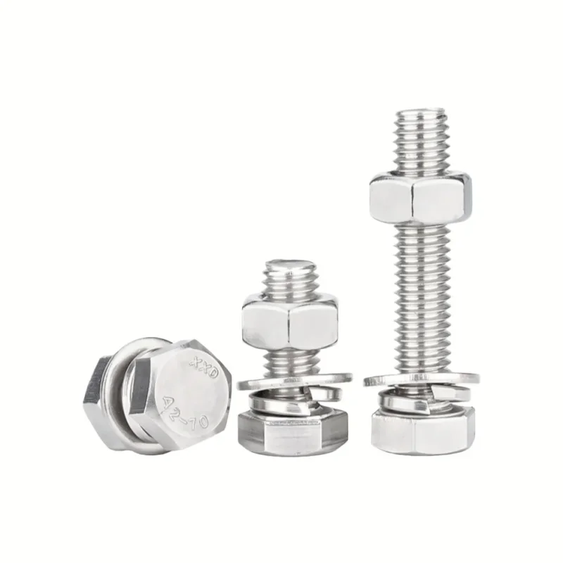 304 Edelstahl Sechskantschrauben-, Muttern- und Unterlegscheiben-Set M10 M12 M14 M16 Sechskant-Befestigungssatz – Detail 4