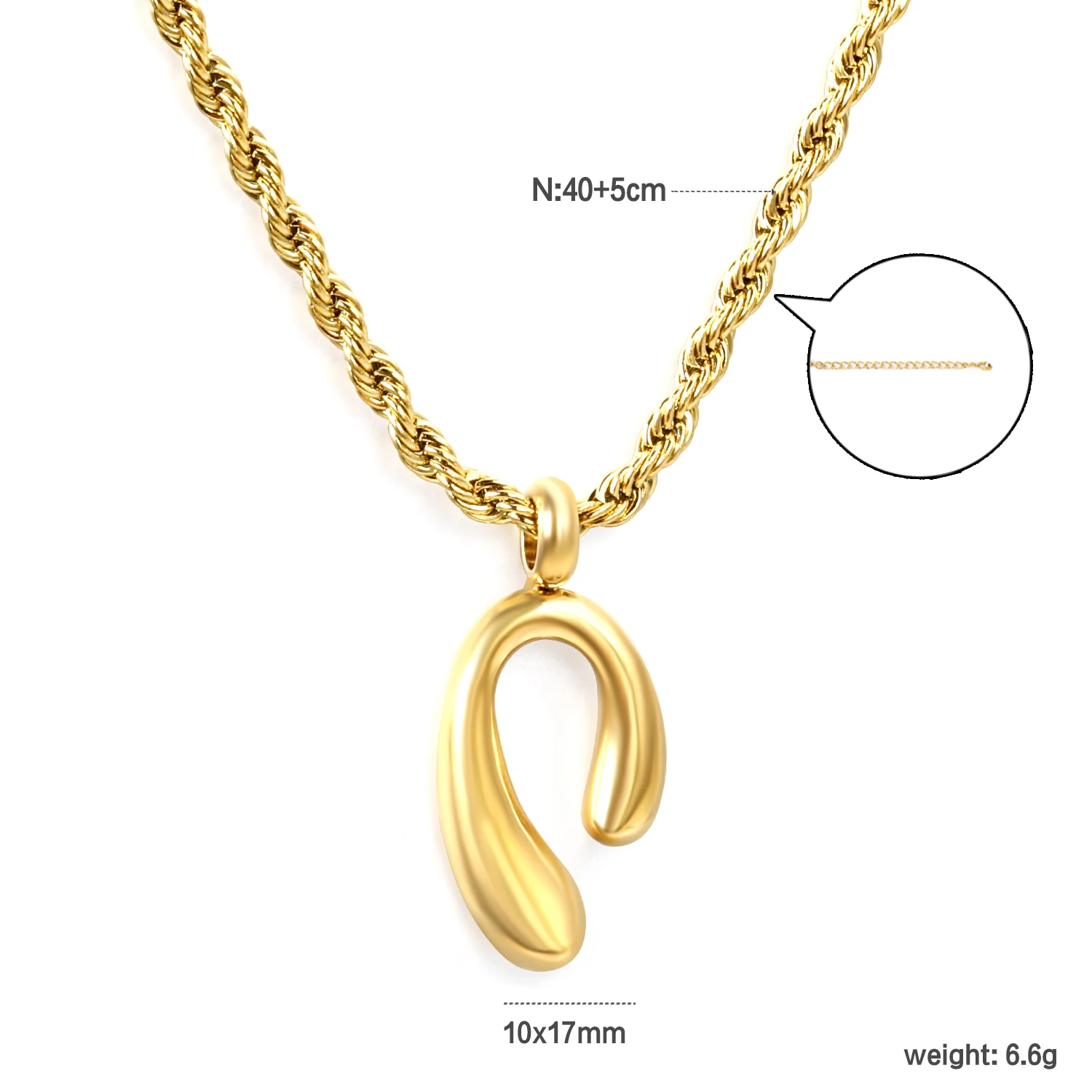 Fashionable Clean Girls Simply Geometric Pendant Rope Chain Necklace Stainless Steel Gold PVD Plated High-end Dancing Party Gift