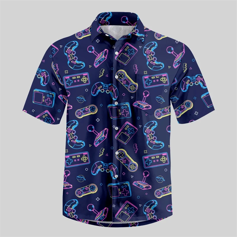 

Vintage Tape Pattern Age Feeling Men's Shirt Colorful Design Game Player Short Sleeve Leisure Shirts Summer Daily OOTD T Shirt