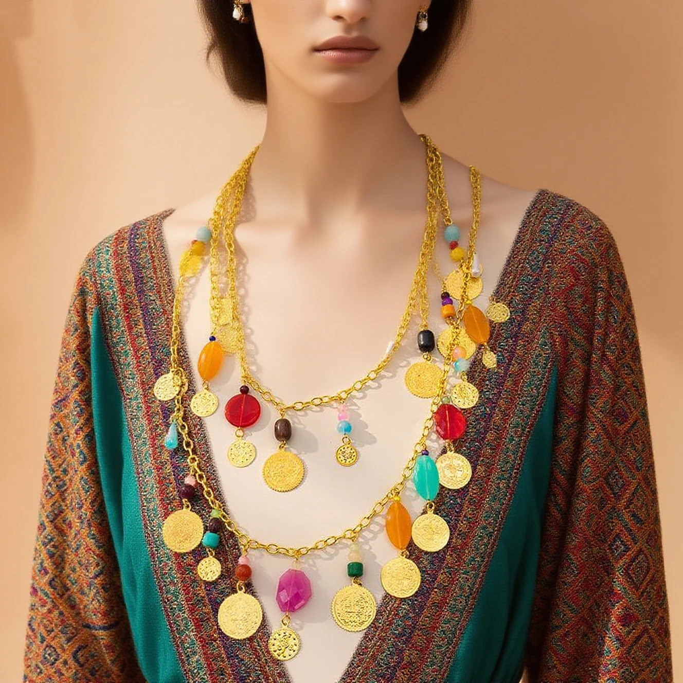 Gold Plated Turkish Coin Jewelry Chains for Women Handmade Ethnic Bridal Accessories Luxury Body Jewelry Kurdish Wedding Gift