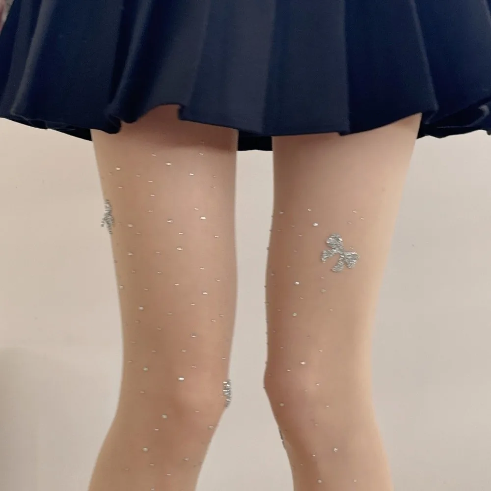 Fashionable Rhinestone Pantyhose High-elastic Breathable Silk Stockings Skinny Fit Comfortable Bow Butterfly Stockings