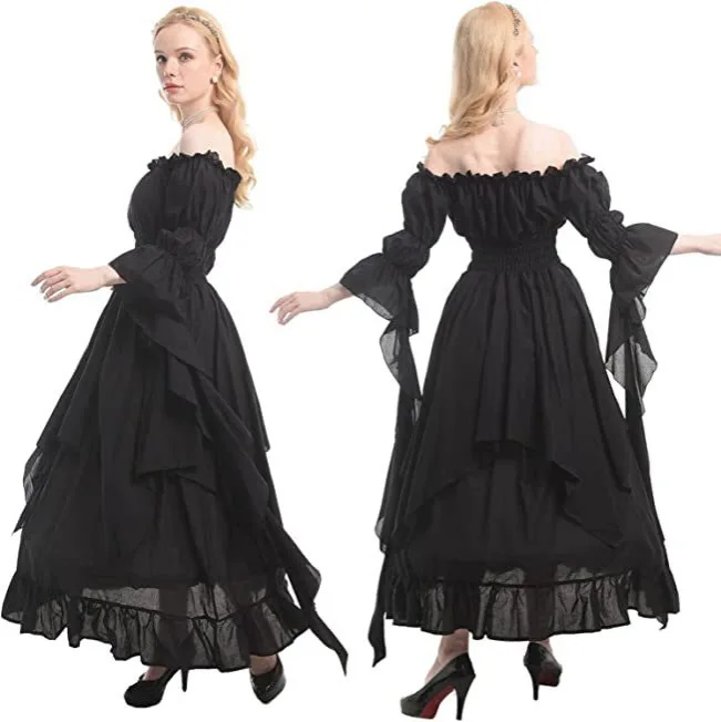 Jupe longue couruelle avec ceinture, Cosplay d'halloween médiéval, renaissance Dr, Costume ethnique pour femmes, vêtements de scène
