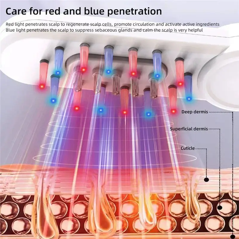 A66T-نمو الشعر الكهربائية الثرثرة تدليك مشط العلاج بالضوء فرشاة فروة الرأس مكافحة فقدان الشعر السائل النفط قضيب
