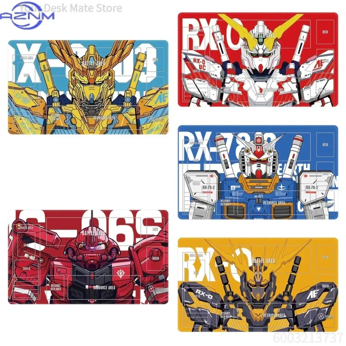 Anime Gundam Series Mecha Mouse Pad, Rubber Non Slip Gaming Desk Mat, Multiple Gundam Robot Pattern Art Mouse Pad for Desktop Ga