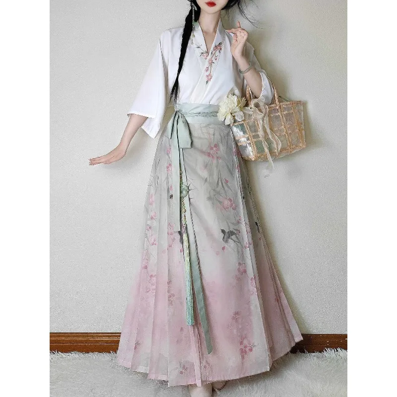 Hanfu women's Ming printing and dyeing new Chinese style horse dress daily summer thin