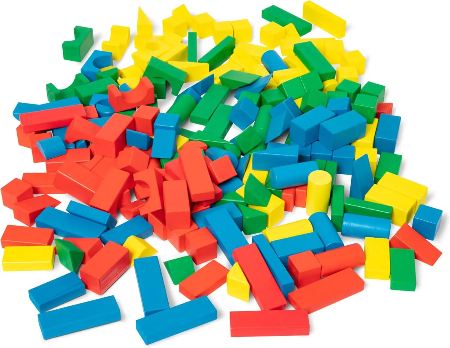 

200-Piece Wooden Block Set in 4 Colors & 9 Shapes for Kids Ages 3-6, Promotes Learning and Play