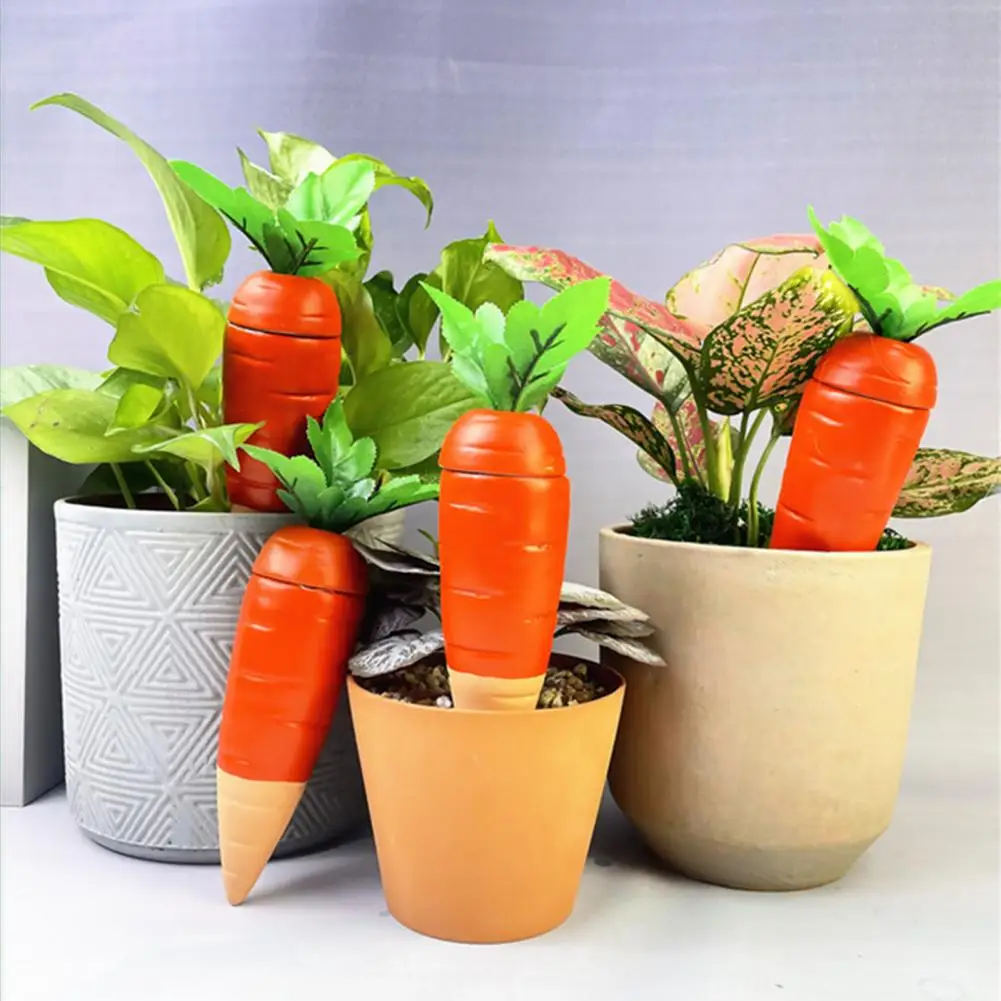 

4 Pcs Carrot Watering Spikes Terracotta Self-Waterer Stakes Slow Release Vacation Plant Waterer for Outdoor Plants Potted Plant