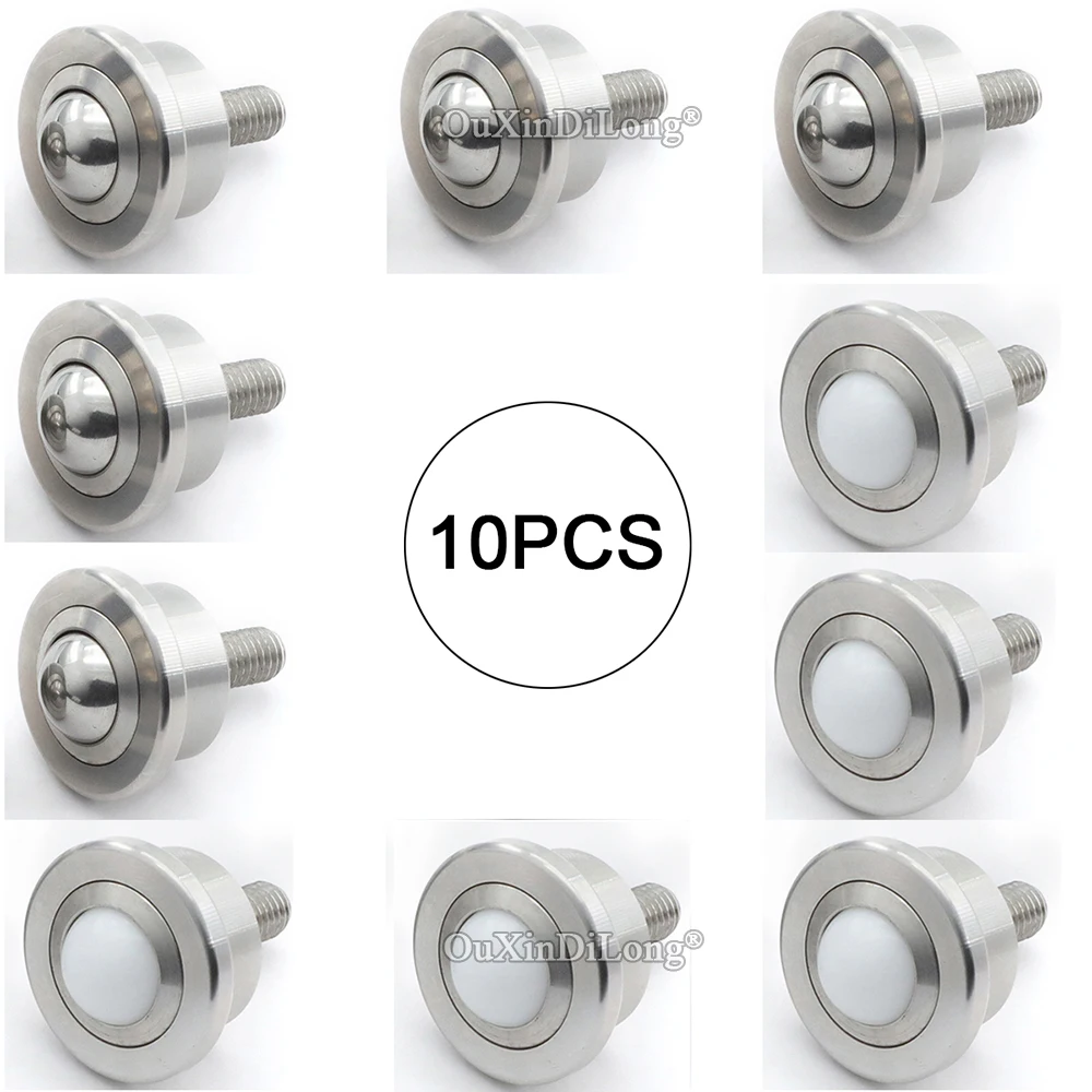 

10PCS Universal Ball Transfer Unit 304 Stainless Steel/Bearing Steel/Nylon Ball Bearing Bull Eye Wheels Conveyor Rollers Sliders