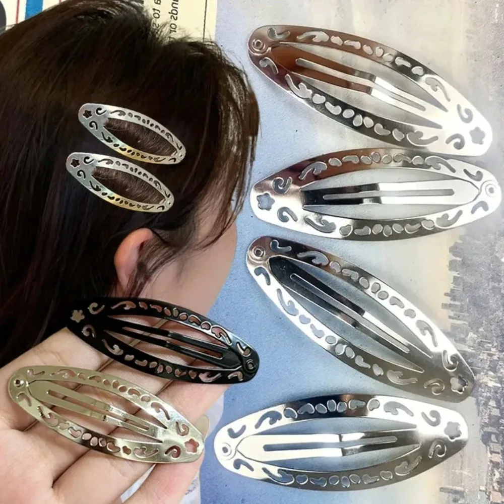 Fashion Hollowed Out Pattern Hair Clip Geometric Y2K Oval Snap Hairclips Elegant Bangs Clip For Women Girls view 4