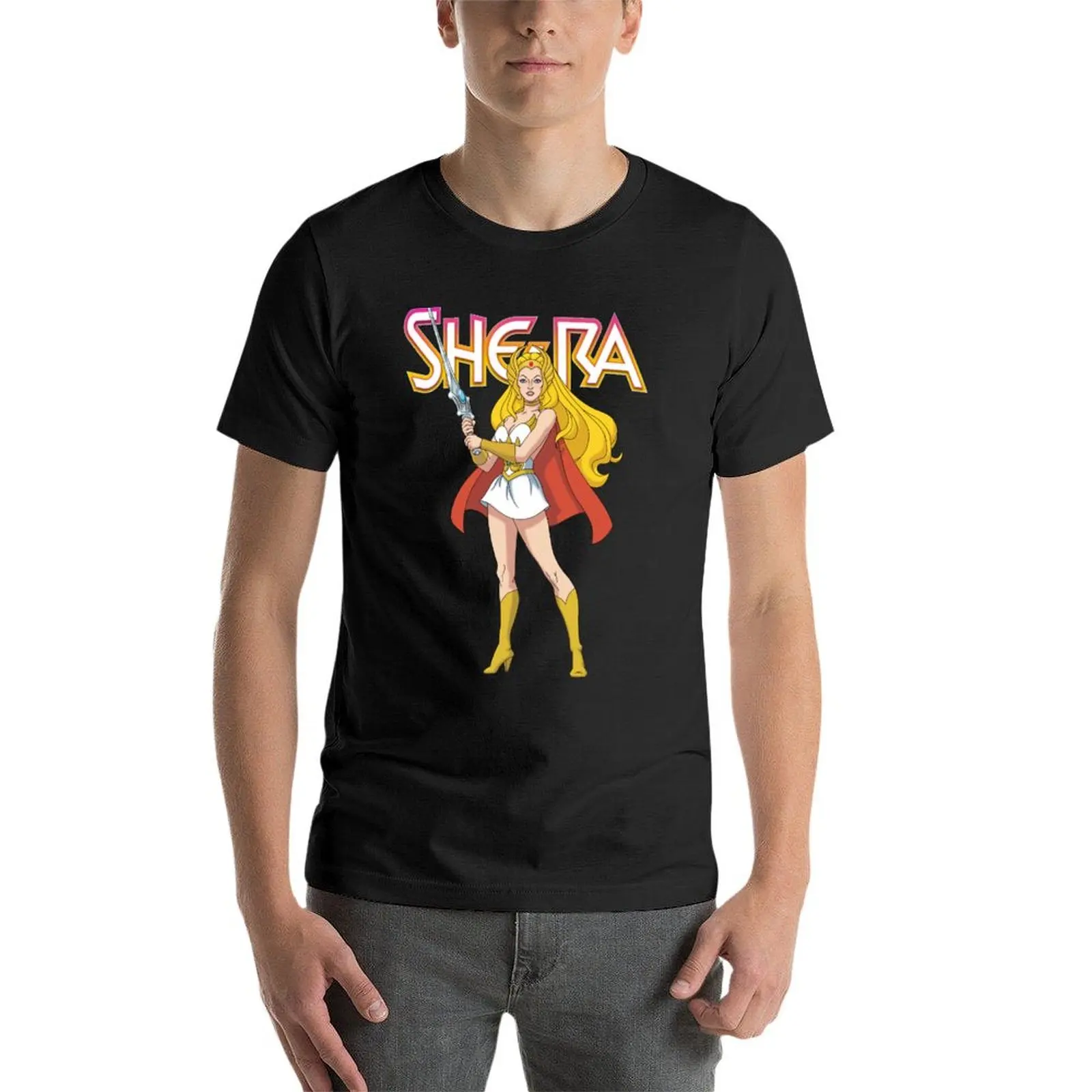 80s She-Ra: Princess of Power Classic He-Man Animation Spinoff Character and Official Logotype T-Shirt Blouse Men\'s clothing