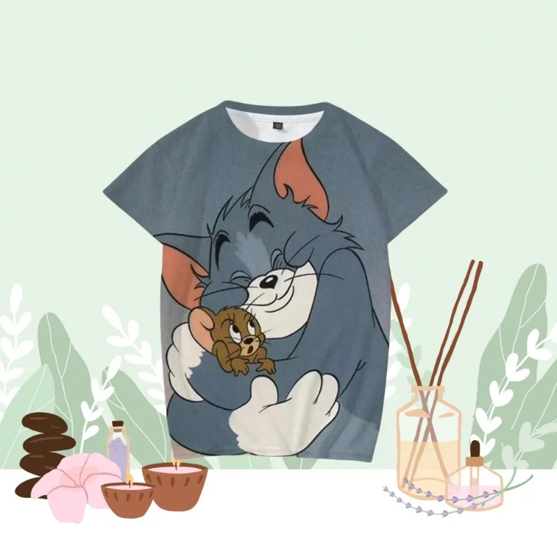 

MOTO-Tom and Jerry Cute Cartoon 3D Printed Sports Fast Drying Breathable Casual Street Boys and Girls Short Sleeves
