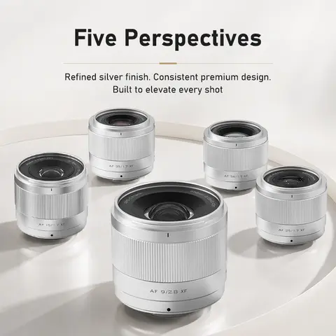 Viltrox 9mm f2.8/35mm f1.7/25mm f1.7/15mm f1.7/56mm f1.7 Air Silver Series APS-C AutoFocus Prime Lens For Fuji X Mount X‑T30
