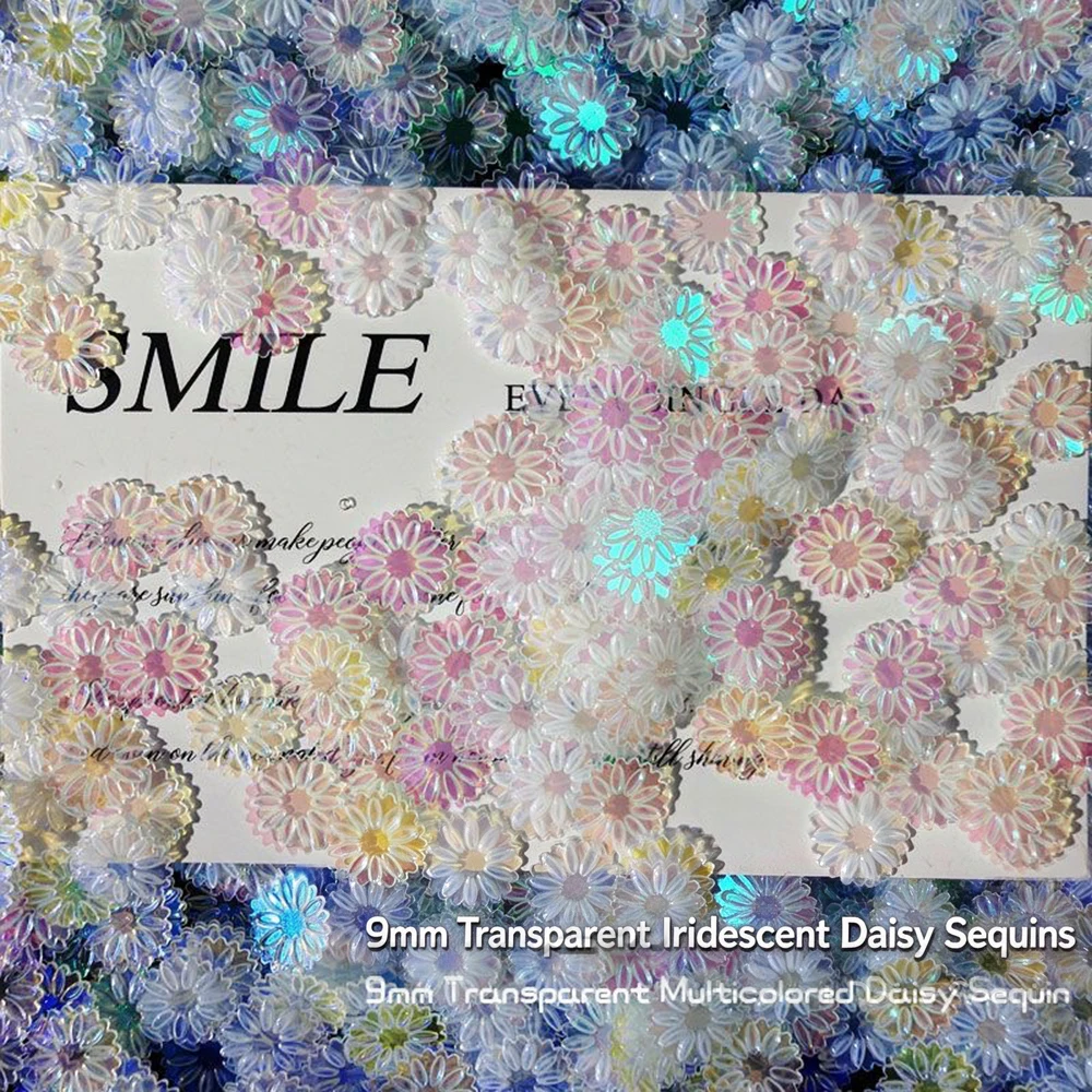Holographic 9mm Daisy Sequins, Slime Fillers, DIY Nail Art Resin Phone Case Accessories, Sequins for Garment Box Decoration