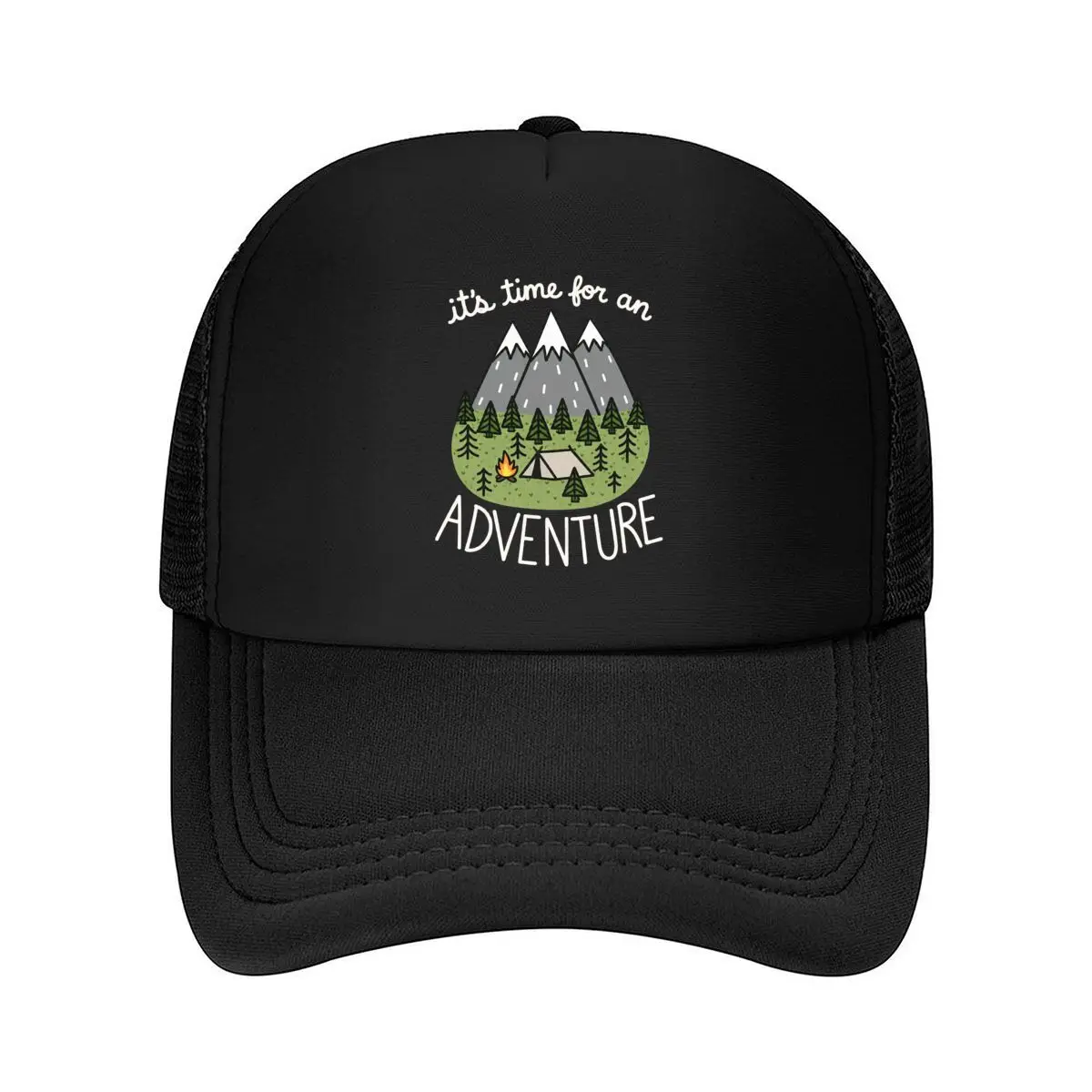 Just Time For Fun Adventure Mountain Camping Forest Mesh Baseball Cap Hip Hop