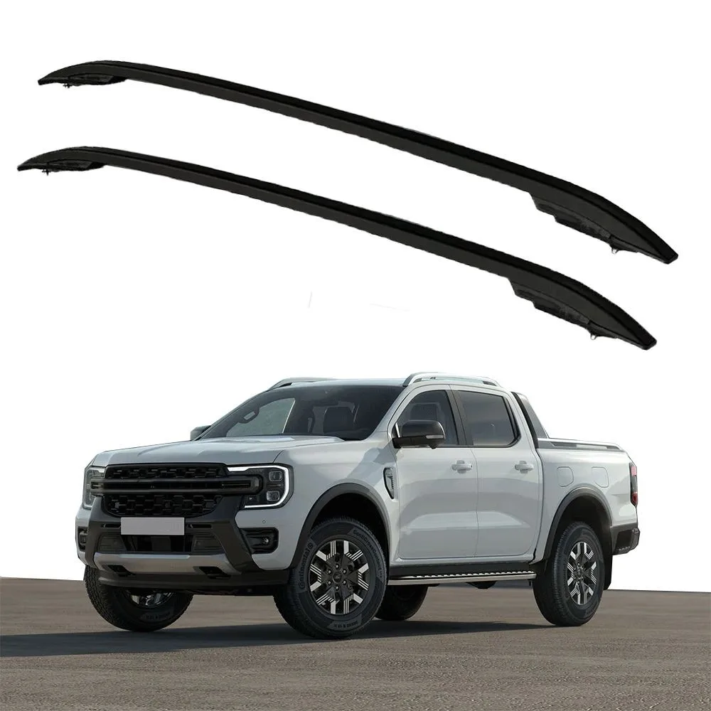 2PCS Roof Rack Rails Fits For Ford Ranger 2024 2025 Cross Bar Canoe Bars Silver Aluminium  Carrier