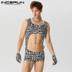 Sexy Style New Men's Homewear Bodysuits Fashionable Casual Male Hot Selling Zebra-stripe Sleeveless Jumpsuits S-5XL INCERUN 2023