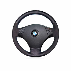 Black Genuine Leather Car decoration Steering Wheel Cover For BMW E90 320 318i 320i 325i 330i 320d X1 328xi 2007 Car wheel cover