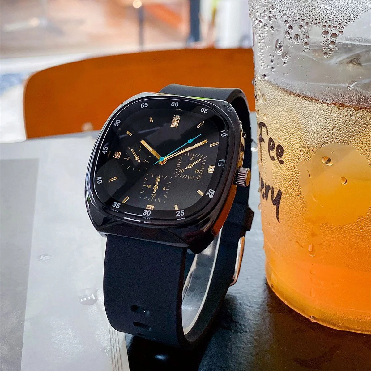 Reloj cuadrado de moda para mujer, correa de silicona informal, relojes de cuarzo, reloj de pulsera deportivo para hombres, mujeres y estudiantes con caja