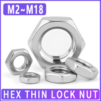 M2 M2.5 M4 M5 M6 M8 M10 M12 M14 M16 M18 DIN439 GB6172 304 Stainless Steel Flat Hex Thin Nut Hexagon Wafer Low Thin Locking Nuts