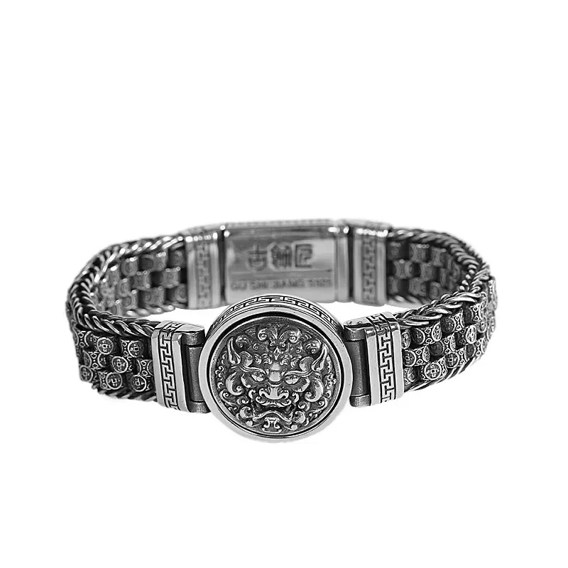 New Men\'s Bracelet Large and Domineering Beast Gluttonous Pixiu Tide Men\'s Retro Woven Men\'s Bracelet Jewelry Accessories