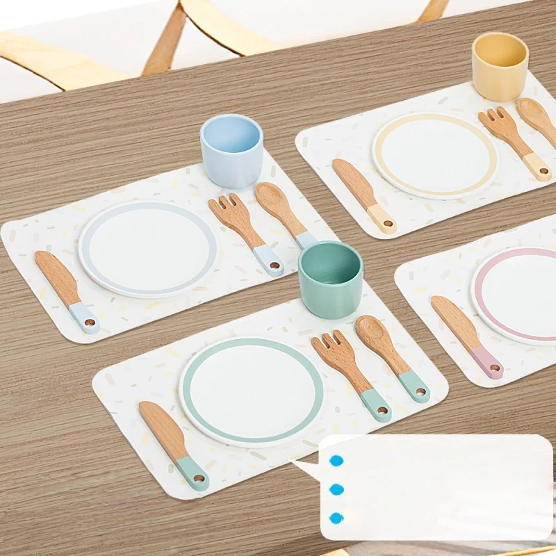 Brinquedo de Utensílios de Cozinha de Comida de Brincadeira para Bebês, Conjunto de Brinquedos Multifuncional de Reconhecimento de Formas em Madeira