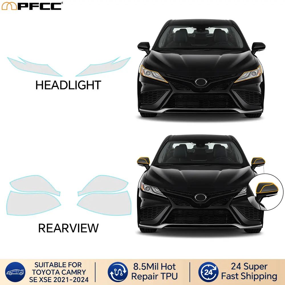 

For Toyota Camry SE XSE 2021-2024 8.5MIL Precut Paint Protection Film Clear Bra Transparent Car Front Headlight Film ﻿