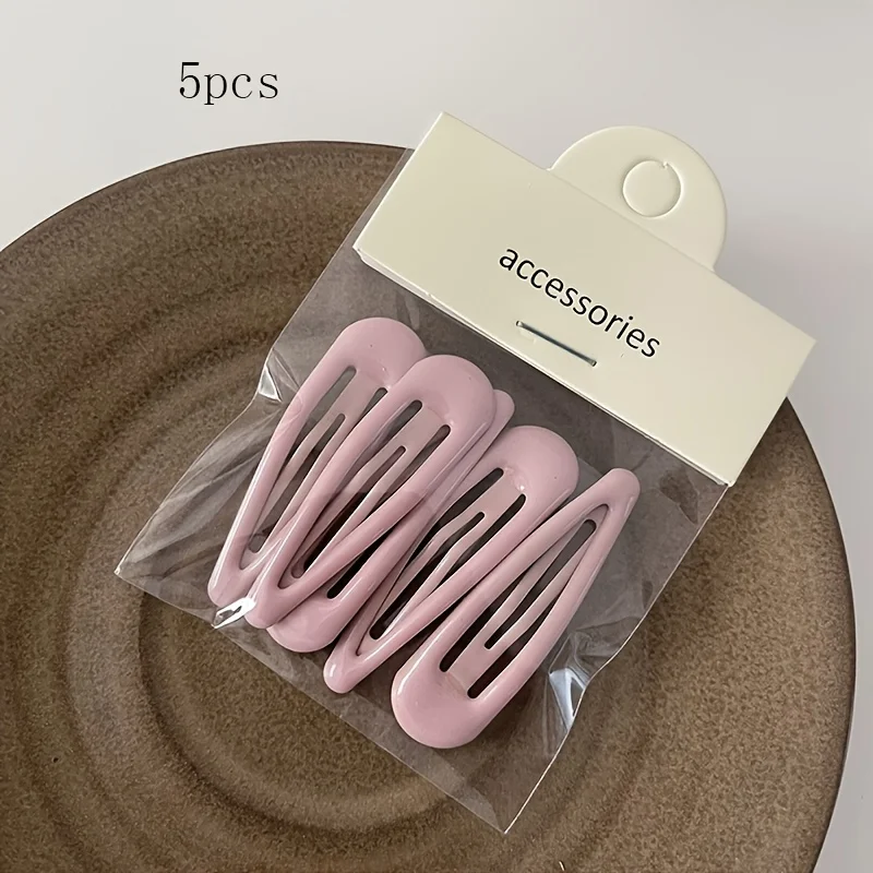 5 Stück süße, mädchenhafte, bunte Haarspangen mit Herz-Motiv, einfache, stilvolle Haarspangen für die Ponyseite, BB-Clips – Detail 5
