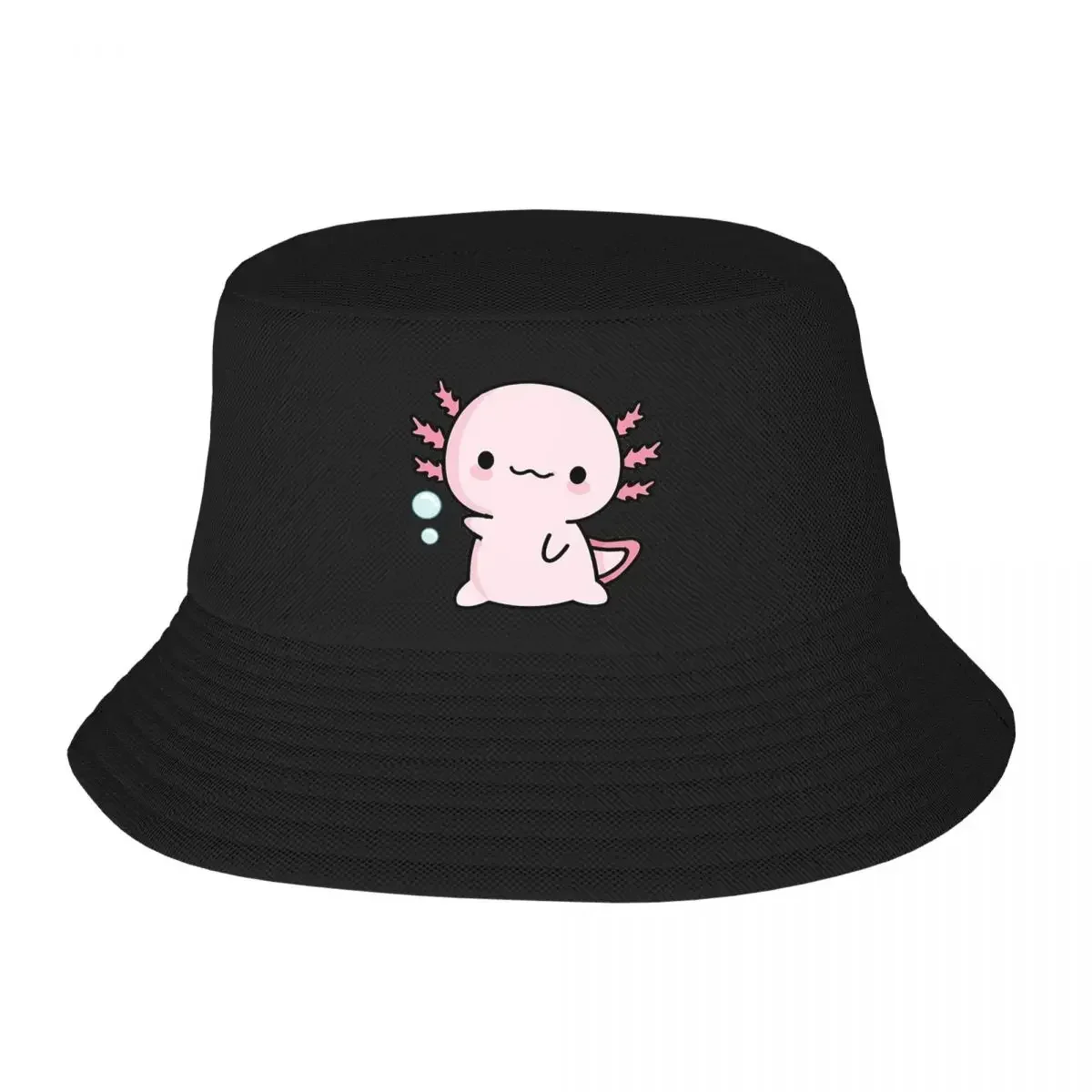 Cute Axolotl Salute Bucket Hat Panama For Kids Bob Hats Outdoor Fisherman Hats Summer Beach Fishing Unisex Caps