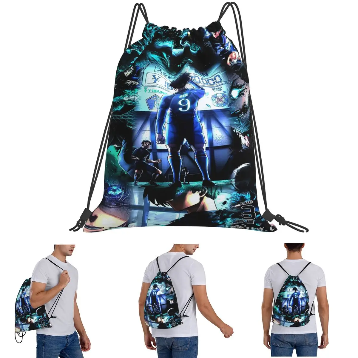 Rin Itoshi Blue Lock Football Backpacks Portable Drawstring Bags Sports Bag Book Bags for Man Woman School