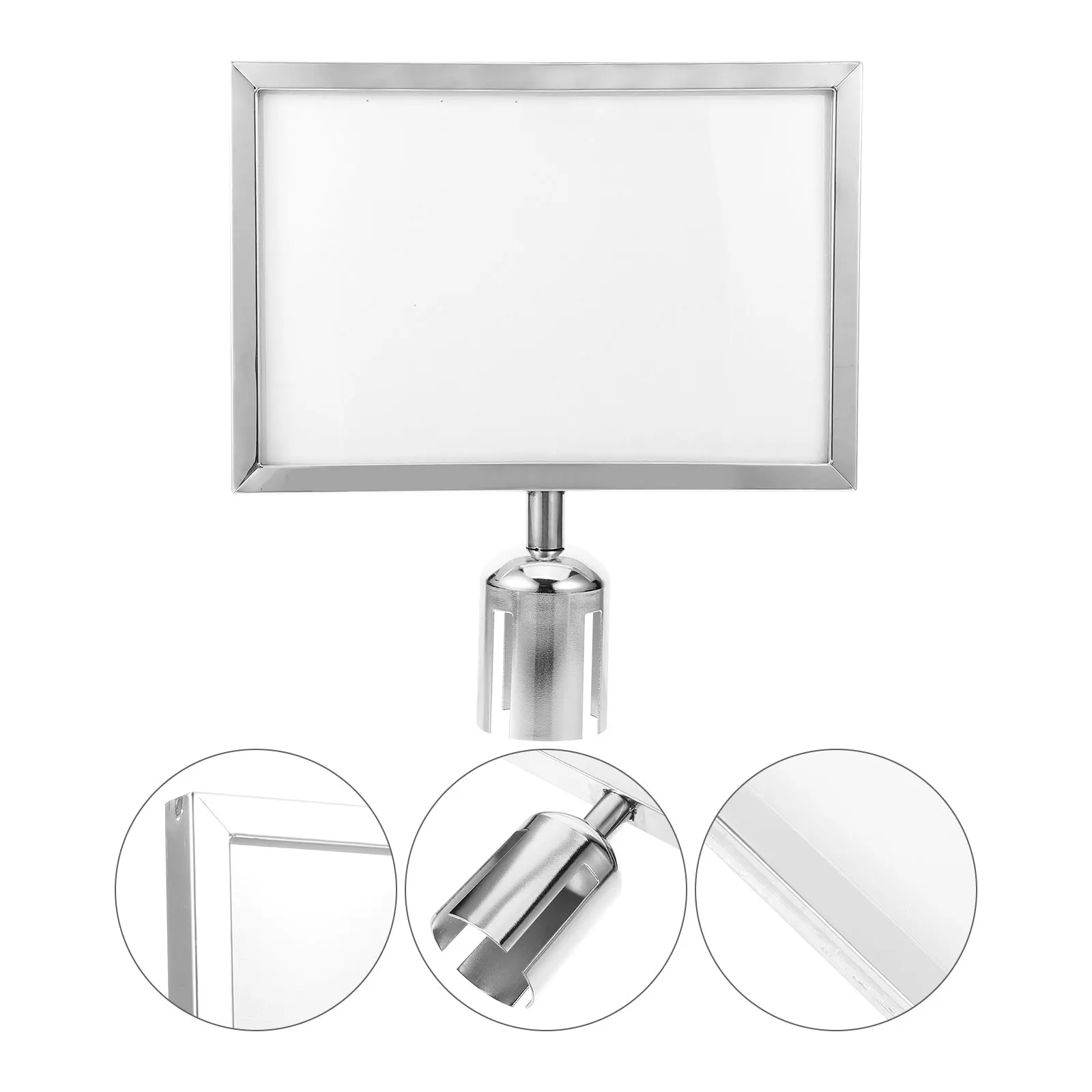 

A4 Stanchion Frame Stainless Steel Double Sided Horizontal Stanchion Sign Holder for Posters Signage Display Banner Pillar