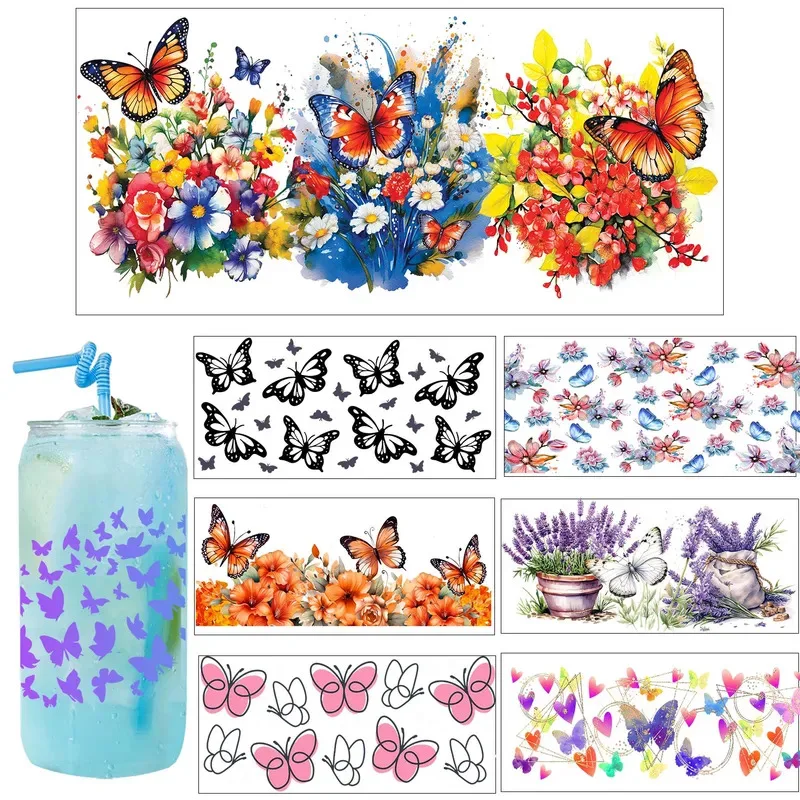 Beautiful Butterfly Vibe waterproof Party DIY Decals 3D transfers uvdtf tumbler seal stickers 16oz uv dtf cup wraps
