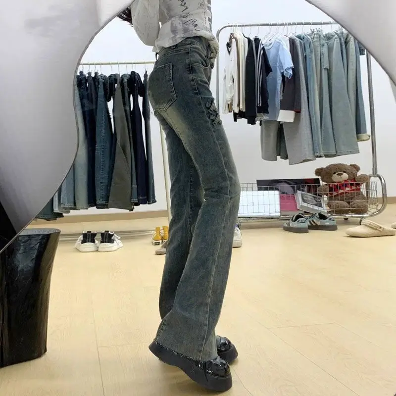 Herfst Dameskleding Brede Jeans Vrouw Street Vibe High Fashion Trend Populaire Vrouwelijke Denim Hot Sense Serie Effen Kleur Match