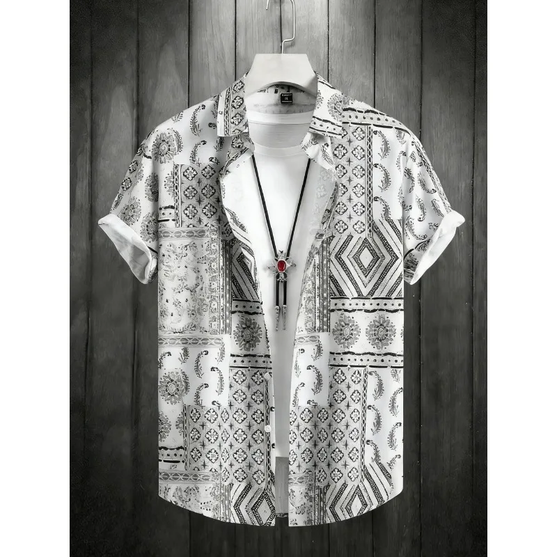 

Hawaiian Beach Casual Top 2026 Men's Summer Fashion Printed Short-Sleeve Shirt, Retro Trendy Lapel Shirt for Men