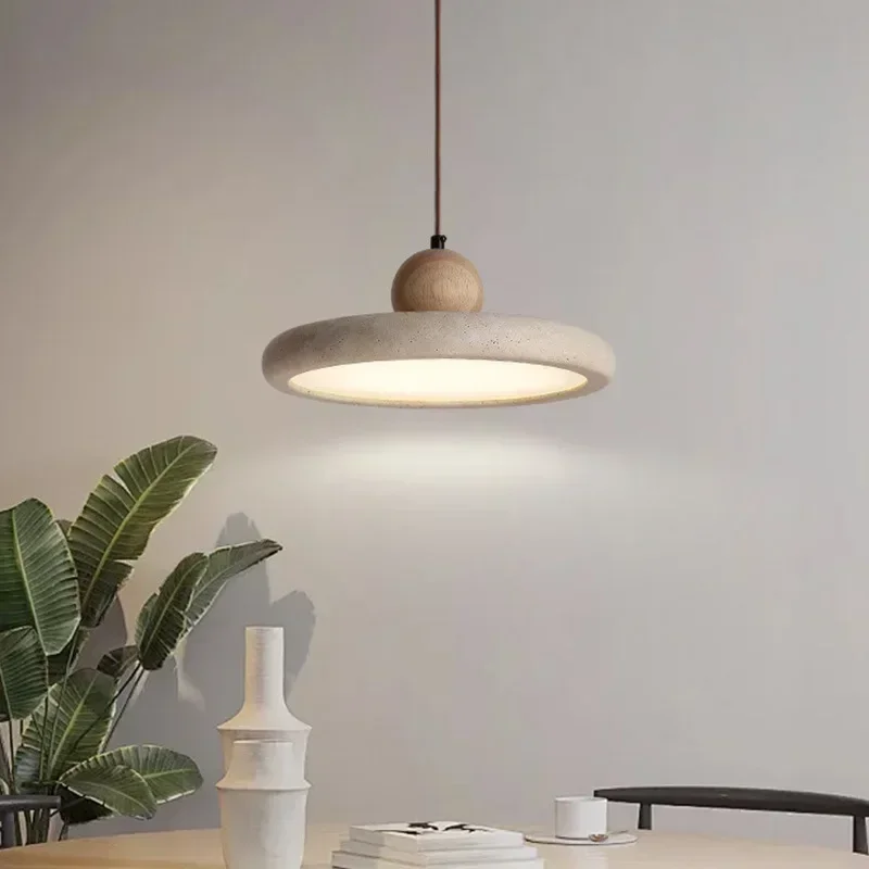 Modern Natural Stone LED Pendant Light Nordic Retro Travertine Chandelier Suspension Ceiling for Dining Room Home Decor