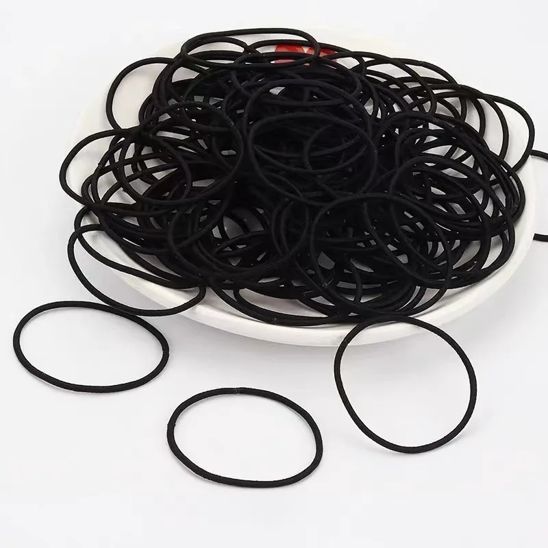 Bandeau élastique noir pour femmes, corde à cheveux pour filles, pince à queue de cheval de couleur 
